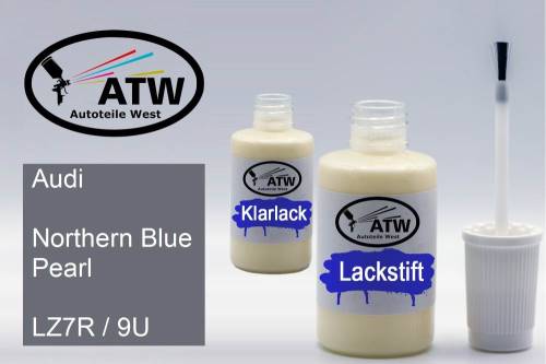 Audi, Northern Blue Pearl, LZ7R / 9U: 20ml Lackstift + 20ml Klarlack - Set, von ATW Autoteile West.